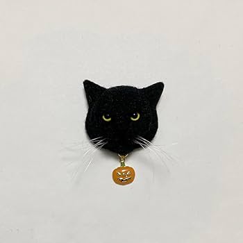 羊毛フェルト　ミニリース　黒猫 Amazon.co.jp: 羊毛フェルト 猫ミニブローチ 黒猫 ハロウィン